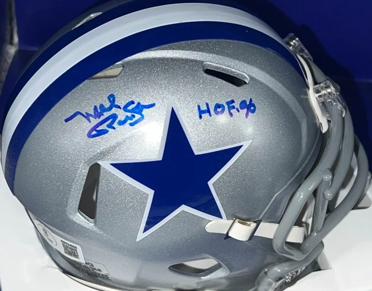 MEL RENFRO DALLAS COWBOYS HOF 96  BECKETT AUTHEN SIGNED THROW BACK MINI HELMET