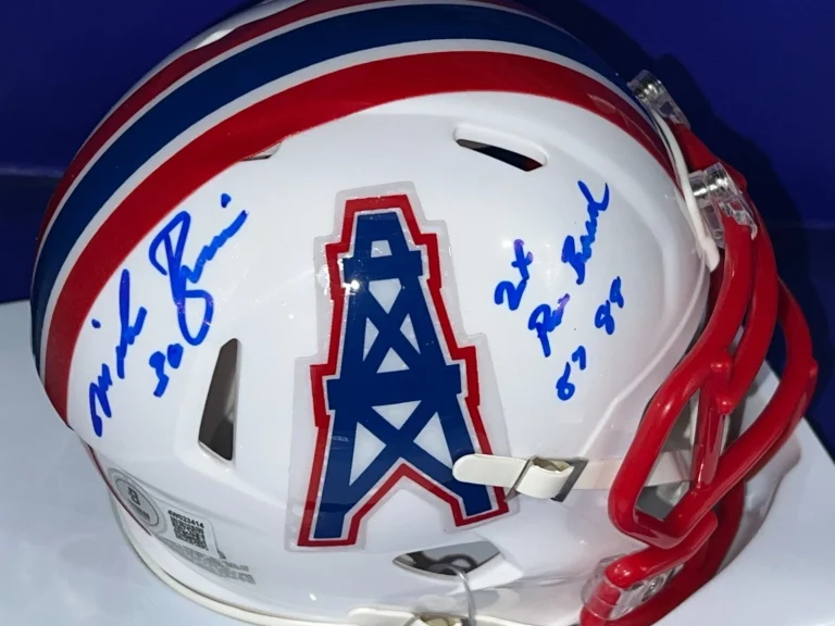 MIKE ROZIER HOUSTON OILERS 2 X PRO BOWL BECKETT AUTHENTICATED SIGNED MINI HELMET