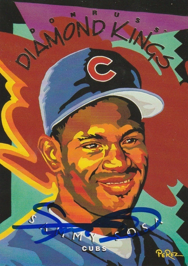 SAMMY SOSA CHICAGO CUBS  SIGNED 1995 DONRUSS DIAMOND KING CARD #DK-14