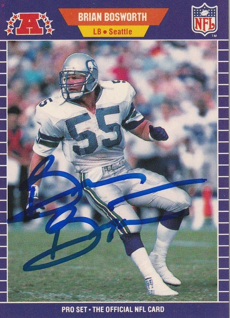 BRIAN BOSWORTH SEATTLE SEAHAWKS  SIGNED 1989 PRO SET CARD #391