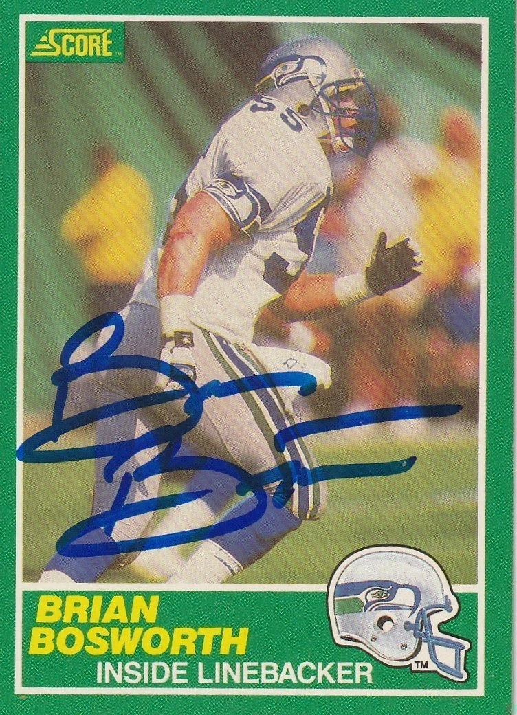 BRIAN BOSWORTH SEATTLE SEAHAWKS  SIGNED 1989 SCORE CARD #239