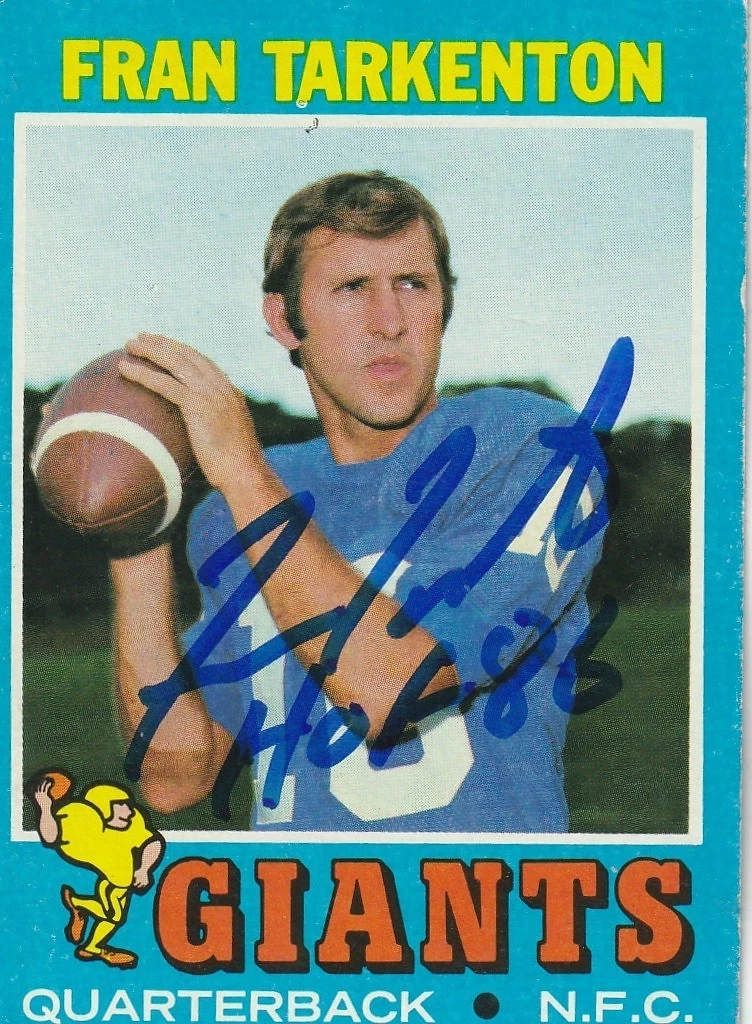 FRAN TARKENTON NEW YORK GIANTS HOF 86  SIGNED 1971 TOPPS CARD #120