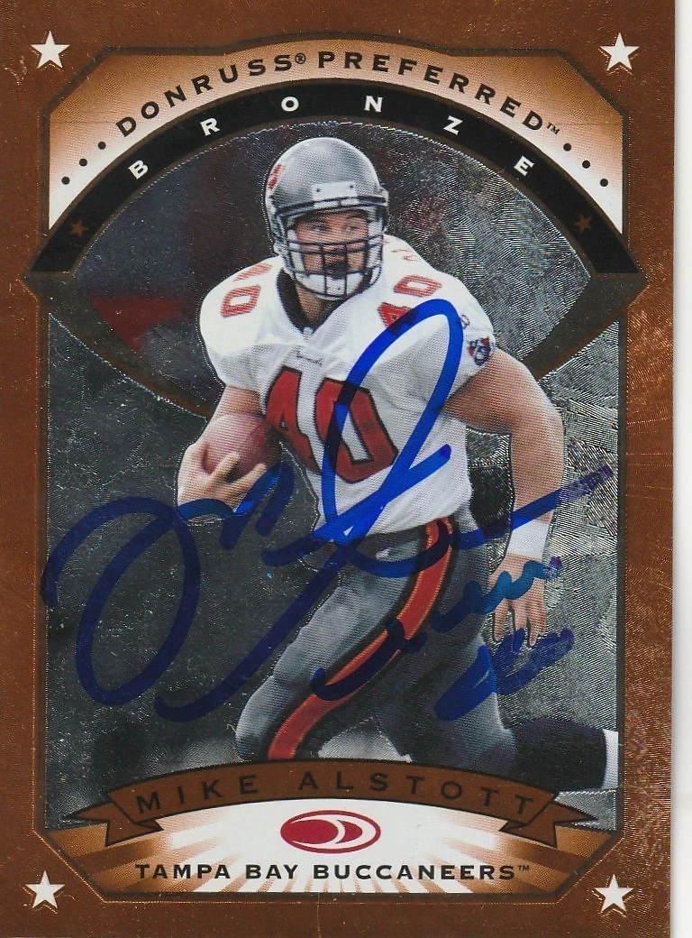 MIKE ALSTOTT TAMPA BAY BUCCANEERS  SIGNED 1997 DONRUSS PREFERRED CARD #60