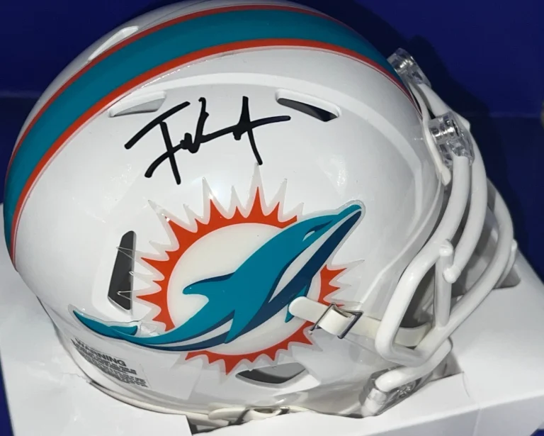 FRANK GORE MIAMI DOLPHINS JSA AUTHENTICATED SIGNED SPEED MINI HELMET