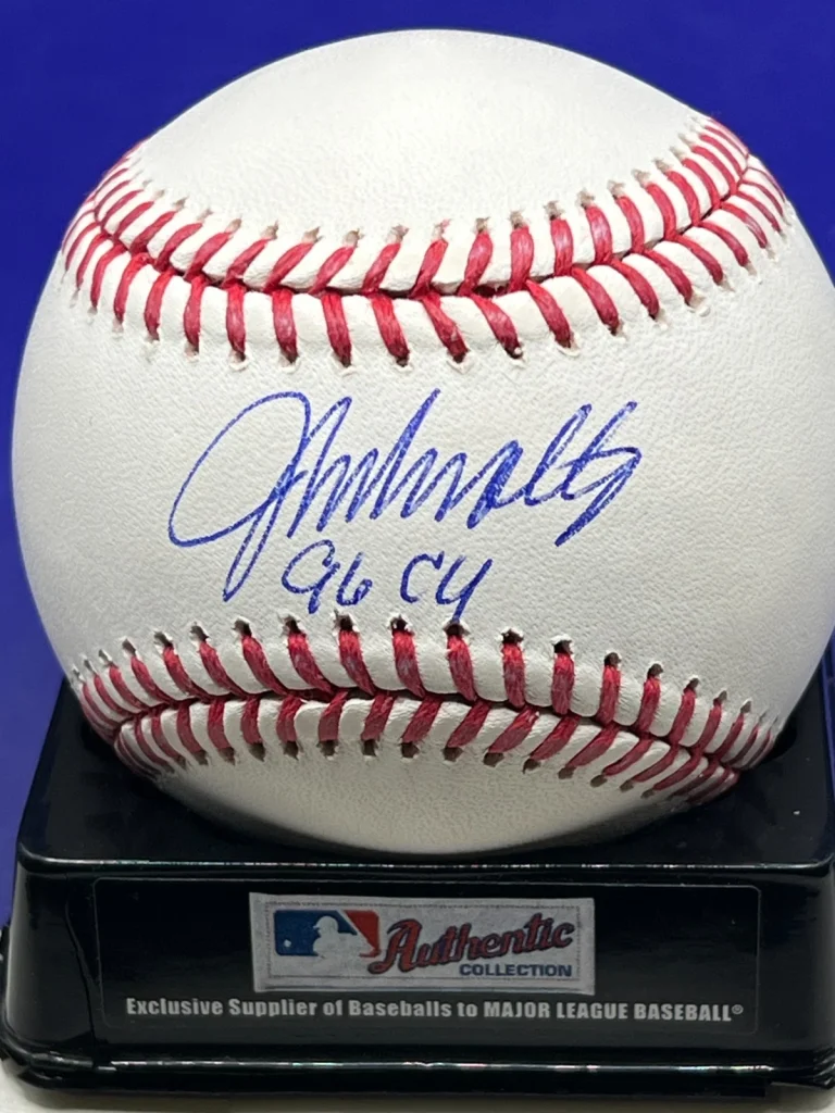 JOHN SMOLTZ ATLANTA BRAVES  1996 NL CY  BECKETT AUTHENTICATED OML BASEBALL