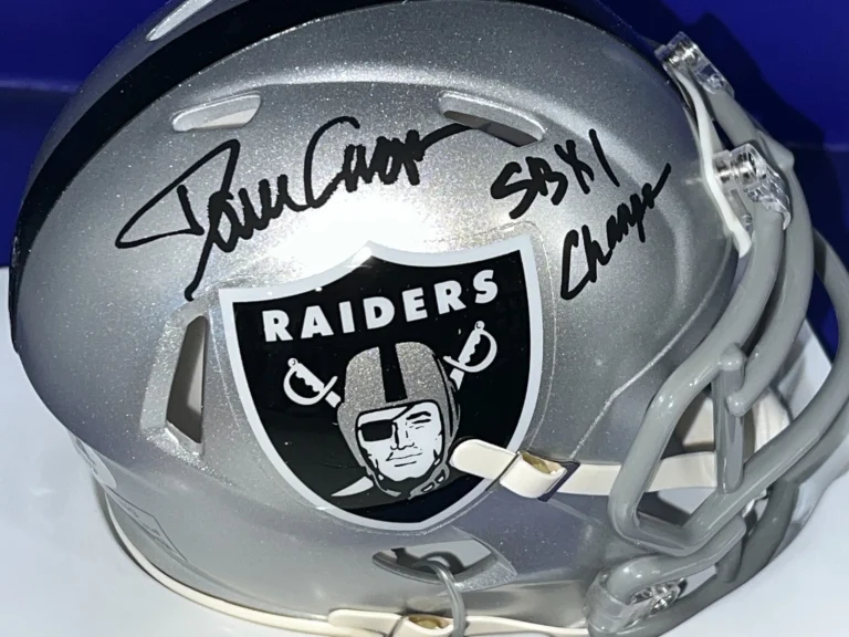 DAVE CASPER OAKLAND RAIDERS SB XI CHAMPS PSA AUTHENTICATED SIGNED MINI HELMET