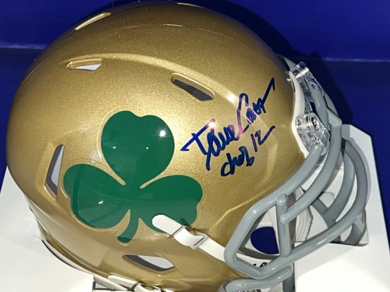 DAVE CASPER NOTRE DAME FIGHTING IRISH CHOF 12  PSA AUTHENTIC SIGNED MINI HELMET