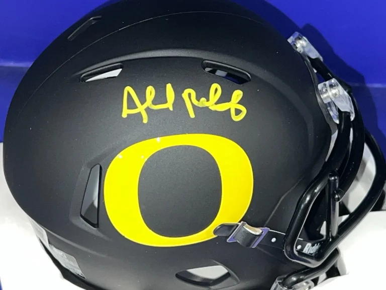 AHMAD RASHAD OREGON DUCKS BECKETT AUTHENTICATED SIGNED BLACK ALT MINI HELMET