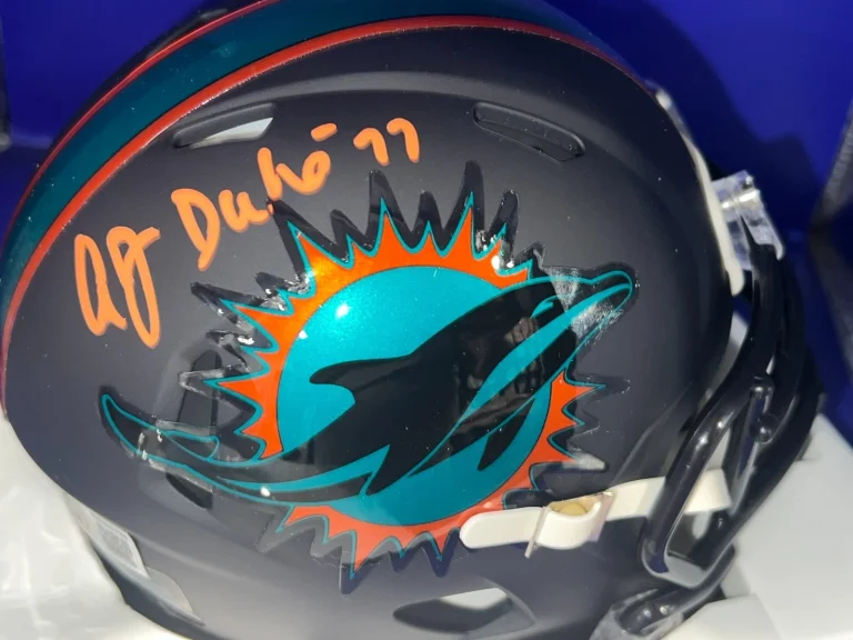 A.J. DUHE MIAMI DOLPHINS BECKETT AUTHENTICATED SIGNED RIVALRY MINI HELMET