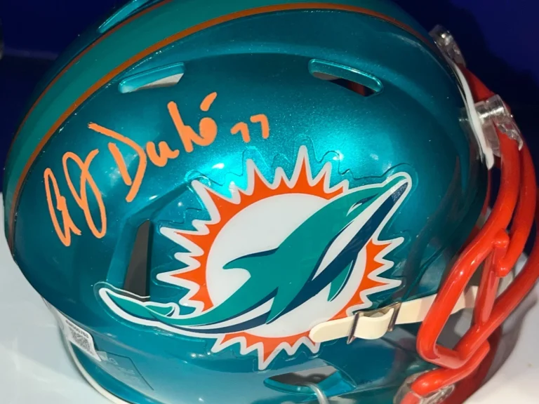 A.J. DUHE MIAMI DOLPHINS BECKETT AUTHENTICATED SIGNED FLASH MINI HELMET