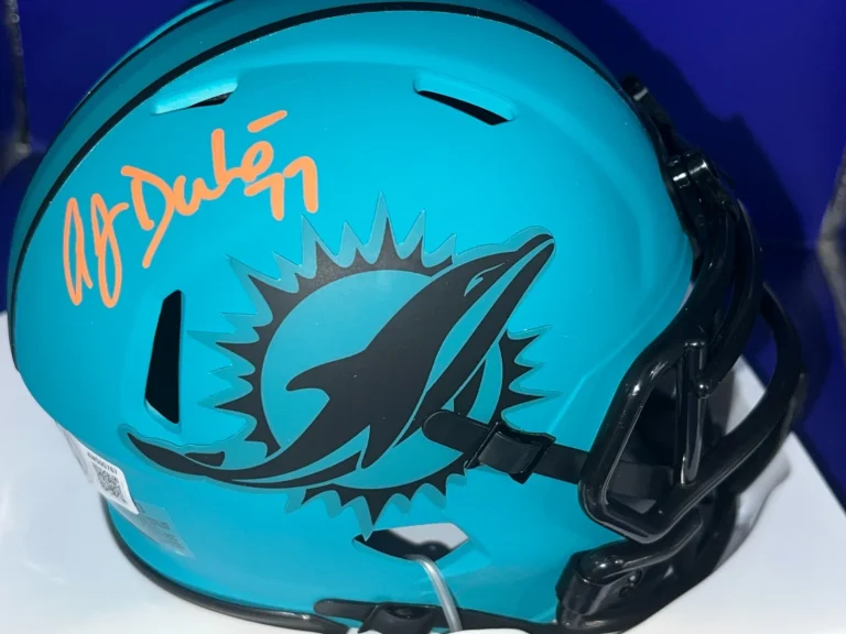 A.J. DUHE MIAMI DOLPHINS BECKETT AUTHENTICATED SIGNED RAVE MINI HELMET