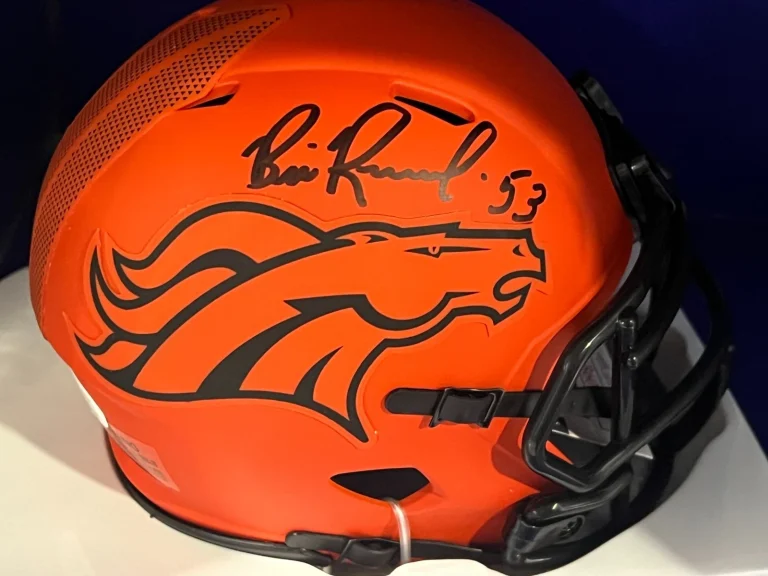 BILL ROMANOWSKI DENVER BRONCOS  JSA AUTHENTICATED SIGNED RAVE MINI HELMET