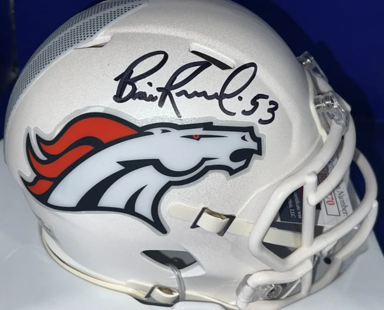 BILL ROMANOWSKI DENVER BRONCOS  JSA AUTHENTICATED SIGNED WHITE ALT MINI HELMET