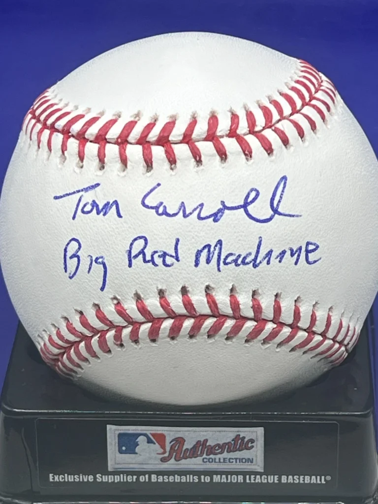 TOM CARROLL CINCINNATI REDS  BIG RED MACHINE SIGNED OML BASEBALL