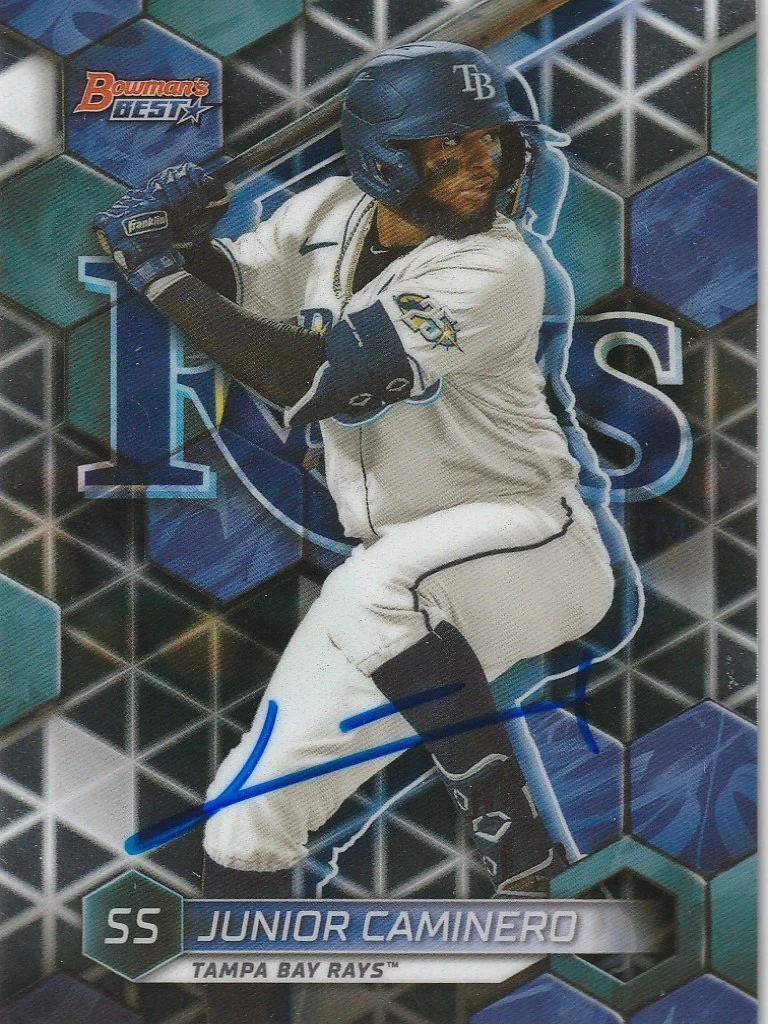 JUNIOR CAMINERO TAMPA RAYS  2023 BOWMAN BEST TOP PROSPECTS SIGNED CARD #TP-18
