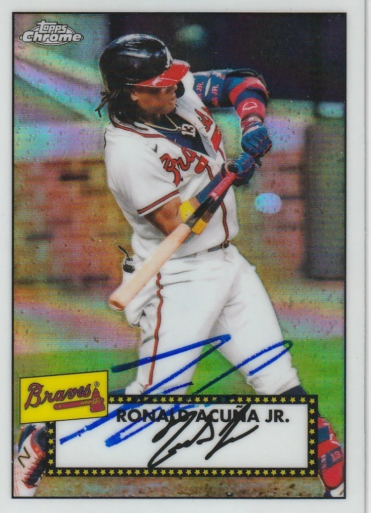 RONALD ACUNA JR ATLANTA BRAVES  2021 TOPPS CHROME SIGNED CARD #TC52-45