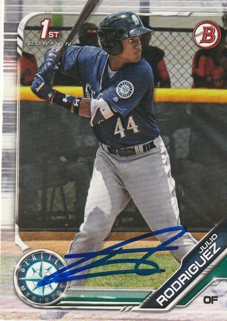 JULIO RODRIGUEZ SEATTLE MARINERS  2019 BOWMAN PROSPECT SIGNED CARD #BP-33