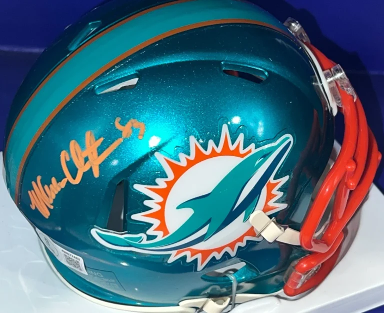 MARK CLAYTON MIAMI DOLPHINS  BECKETT AUTHENTICATED  SIGNED FLASH MINI HELMET