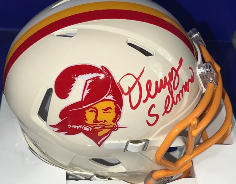 DEWEY SELMON TAMPA BAY BUCCANEERS BECKETT AUTHENTICATED RETRO SIGNED MINI HELMET