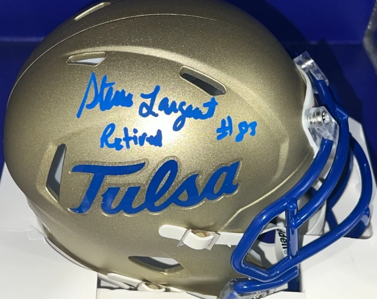 STEVE LARGENT TULSA GOLDEN HURRICANE #83 RETIRED BECKETT SIGNED MINI HELMET