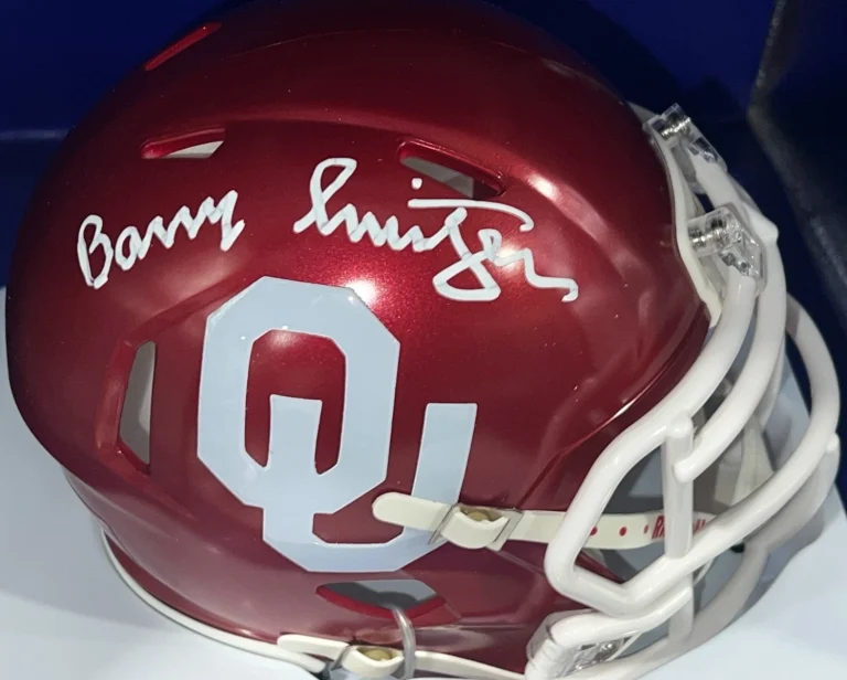 BARRY SWITZER OKLAHOMA SOONERS BECKETT AUTHENTICATED SIGNED MINI HELMET