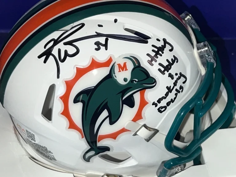 RICKY WILLIAMS MIAMI DOLPHINS HITTING HOLES & SMOKING BOWLS JSA SIGNED MINI