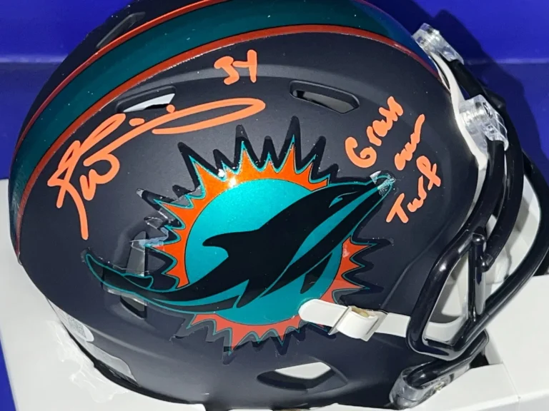 RICKY WILLIAMS MIAMI DOLPHINS GRASS OVER TURF JSA SIGNED RIVALRY MINI HELMET