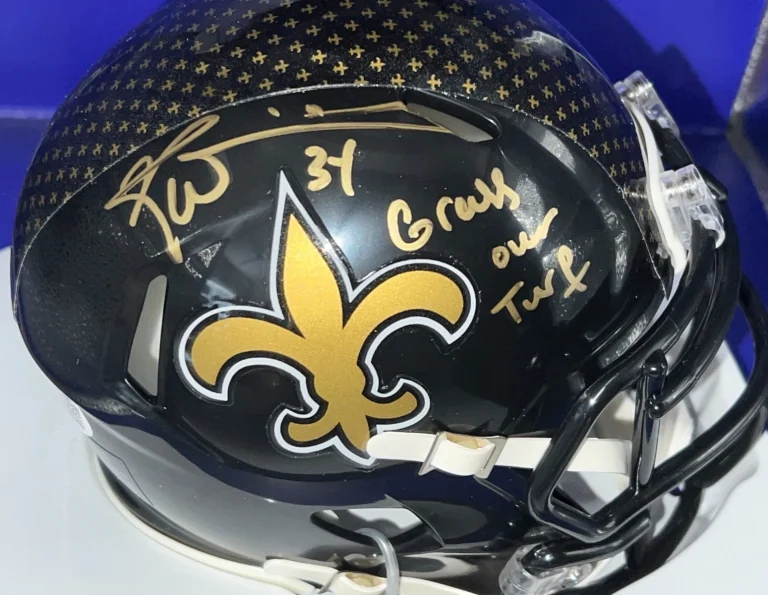 RICKY WILLIAMS NEW ORLEANS SAINTS GRASS OVER TURF JSA SIGNED BLACK ALT MINI