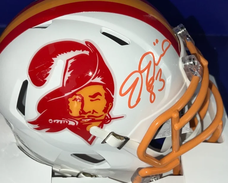 JOE JUREVICIUS TAMPA BAY BUCCANEERS JSA AUTHENTIC SIGNED THROW BACK MINI HELMET