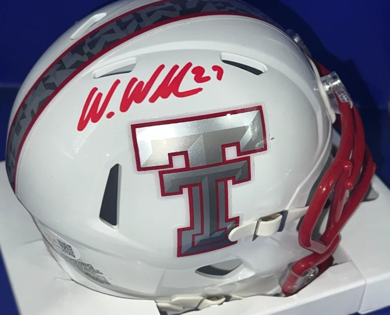 WES WELKER TEXAS TECH RED RAIDERS JSA AUTHENTICATED SIGNED WHITE ALT MINI HELMET