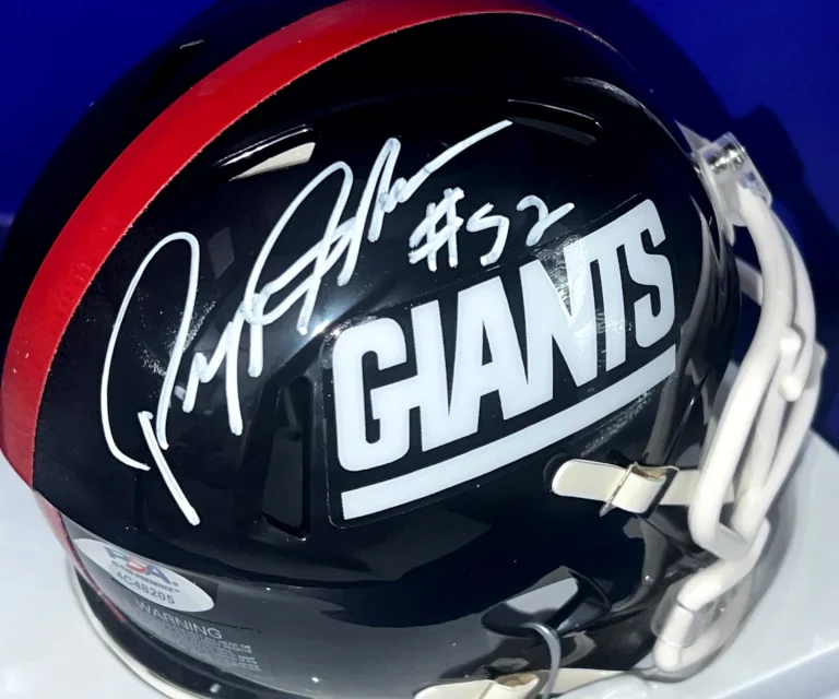 PEPPER JOHNSON NEW YORK GIANTS PSA AUTHENTICATED SIGNED MINI HELMET