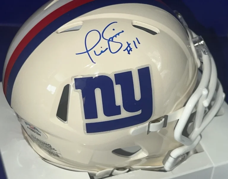 PHIL SIMMS NEW YORK GIANTS SIGNED PSA AUTHENTICATED RETRO MINI HELMET