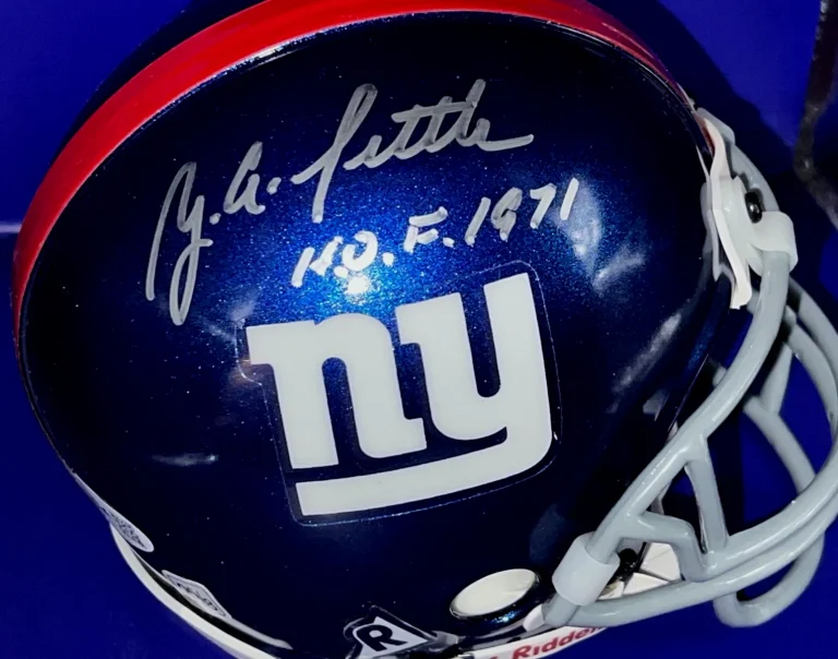 Y.A. TITTLE NEW YORK GIANTS HOF 71 JSA SIGNED RIDDELL AUTHENTIC MINI HELMET