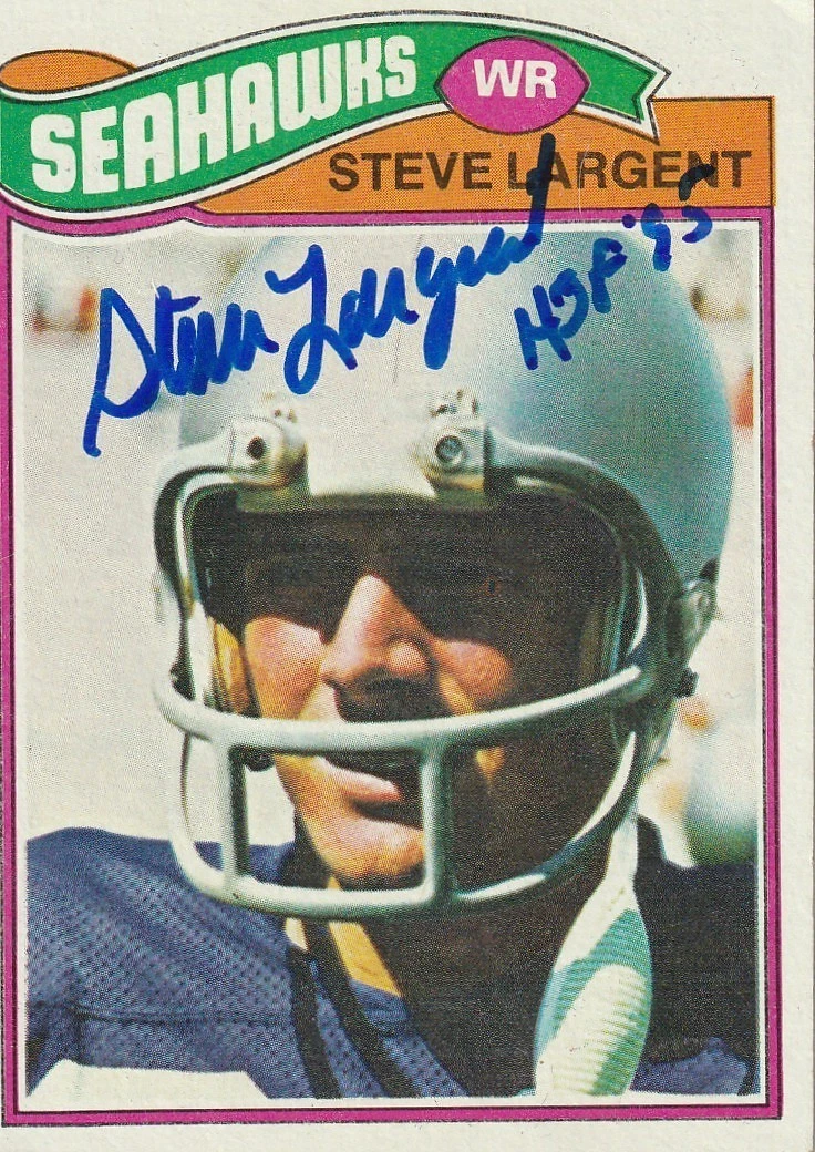 STEVE LARGENT SEATTLE SEAHAWKS HOF 95 SIGNED 1977 TOPPS ROOKIE CARD #177