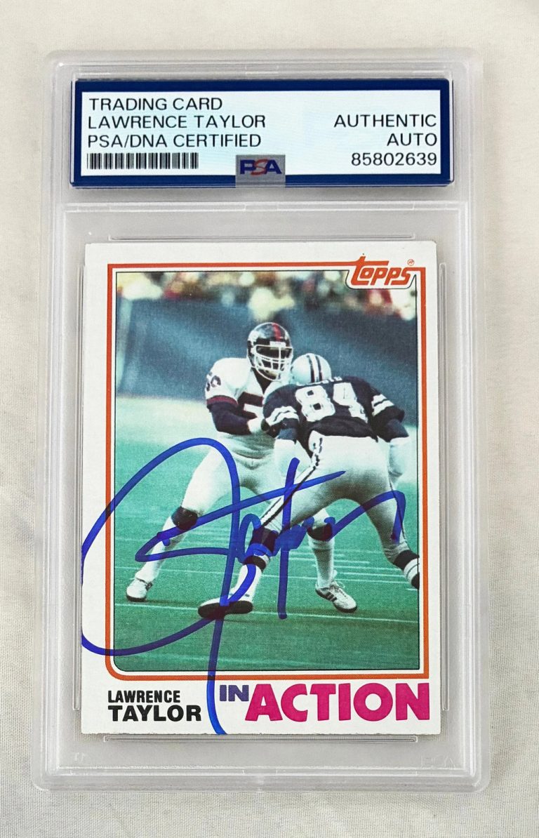 Lawrence Taylor Signed Rookie Card 1992 Topps In Action #435 PSA/DNA COA