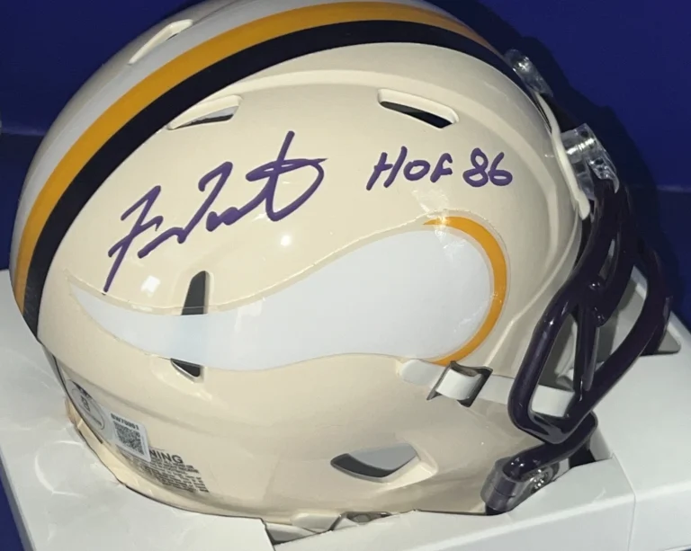 FRAN TARKENTON MINNESOTA VIKINGS BECKETT AUTHENTICATED SIGNED RETRO MINI HELMET