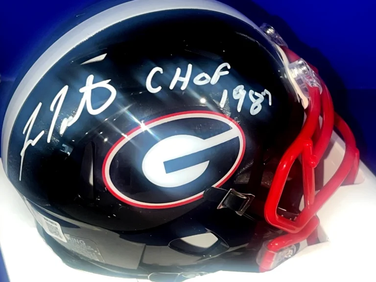 FRAN TARKENTON GEORGIA BULLDOGS CHOF 1987 BECKETT SIGNED BLACK ALT MINI HELMET