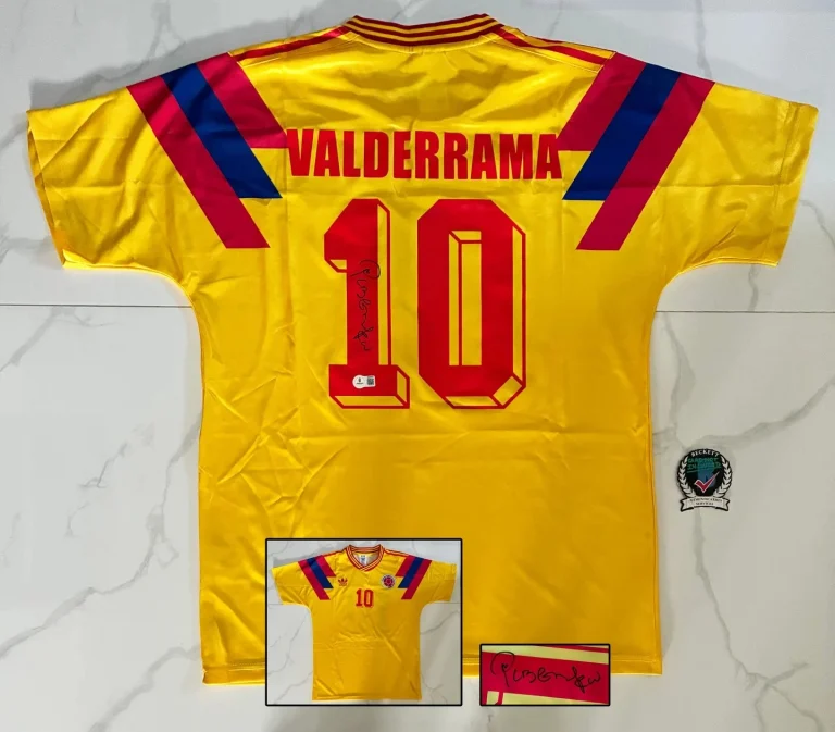 Pibe Carlos Valderrama Signed Jersey Colombia Beckett BAS 4 COA