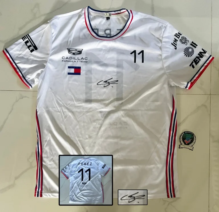 Checo Sergio Perez Signed Shirt Cadillac Jersey Beckett BAS COA