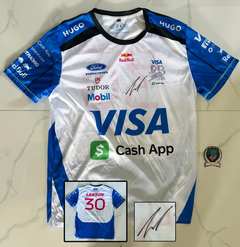 Liam Lawson Signed Shirt Visa Cash App Jersey Beckett BAS COA