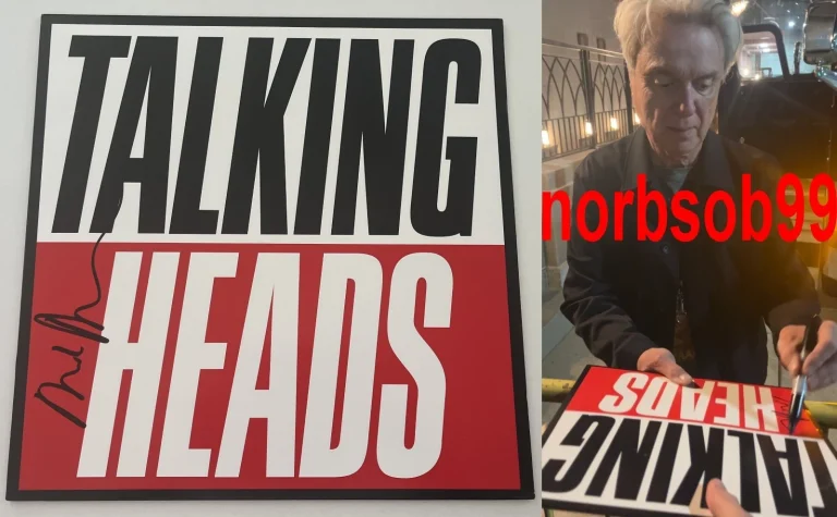 DAVID BYRNE SIGNED TALKING HEADS TRUE STORIES VINYL w/EXACT PROOF & BECKETT COA