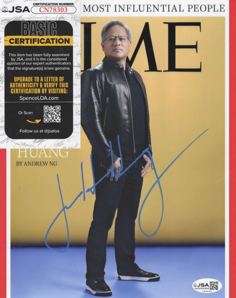 Jensen Huang Signed 8x10 Photo w/ JSA COA #CN78303 Nvidia Founder CEO Time Mag