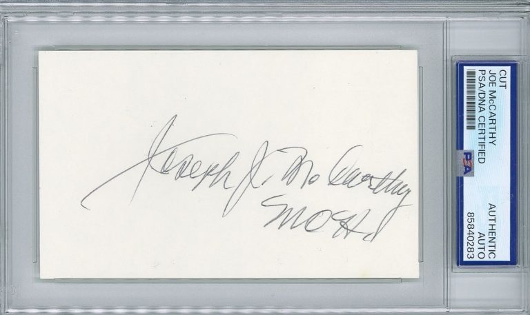 Joseph McCarthy Signed Index Card PSA DNA Medal of Honor WWII Iwo Jima