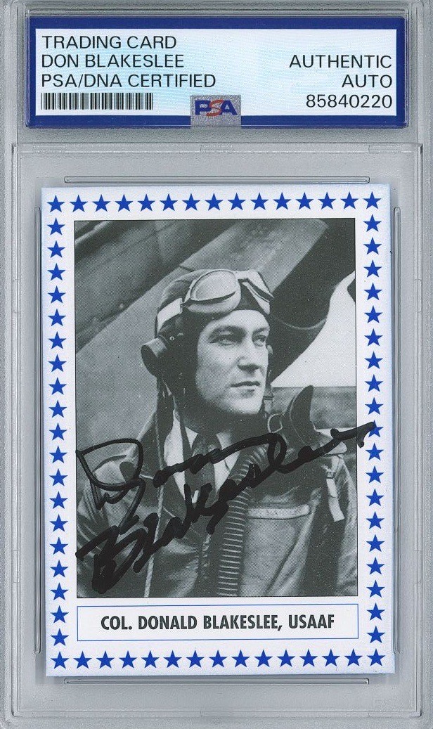 Donald Blakeslee Signed Trading Card WWII Fighter Ace Authentic Autograph