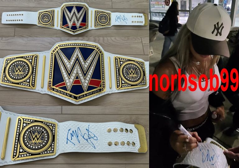 TIFFANY STRATTON SIGNED AUTOGRAPH WWE LEATHER BELT w/EXACT PROOF BECKETT BAS COA