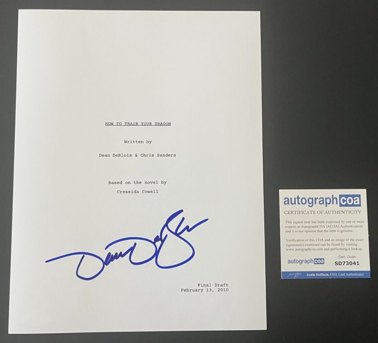 DEAN DEBLOIS SIGNED AUTOGRAPH HOW TO TRAIN YOUR DRAGON FULL SCRIPT w/PROOF & COA