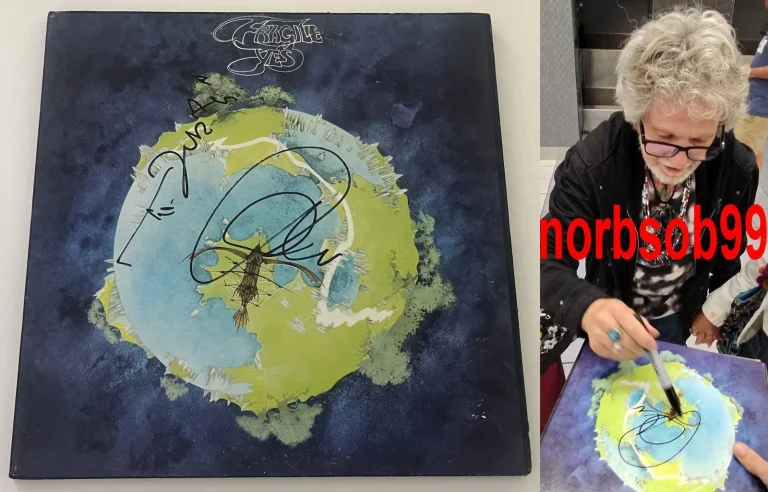JON ANDERSON SIGNED AUTOGRAPH YES FRAGILE VINYL ALBUM RECORD w/EXACT PROOF & COA