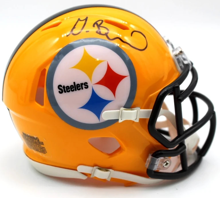 Drew Allar & Germie Bernard Signed Pittsburgh Steelers Mini Helmet w/JSA CR86256