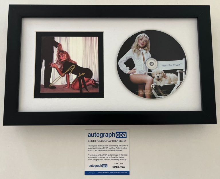 SABRINA CARPENTER SIGNED AUTOGRAPH MAN'S BEST FRIEND FRAMED MATTED CD w/ACOA COA