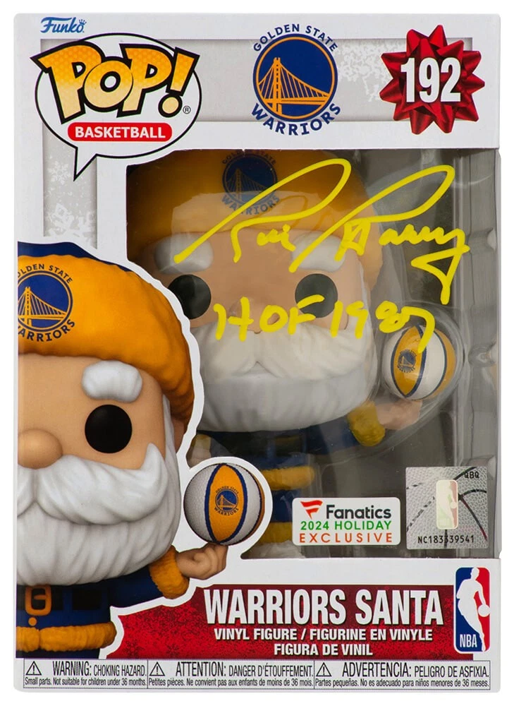 Rick Barry Signed Warriors SANTA Funko Pop Doll #192 w/HOF 1987 - (SCHWARTZ COA)